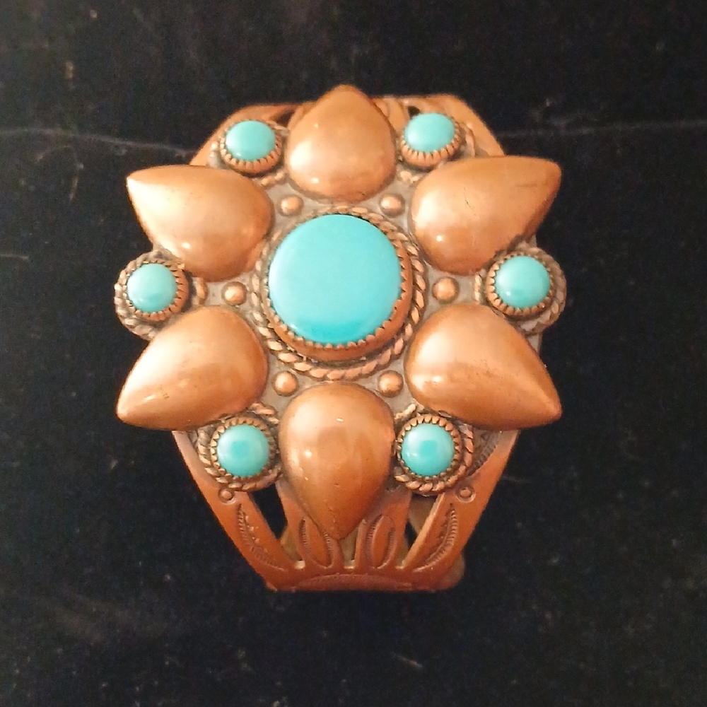 Vinvtage Copper Bell Trading Post  Cuff Bracelet